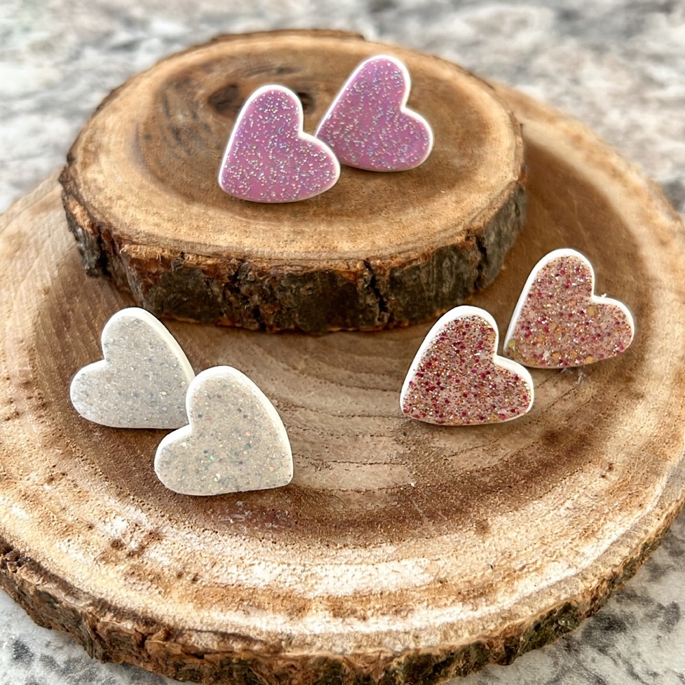 Sparkly Heart Studs